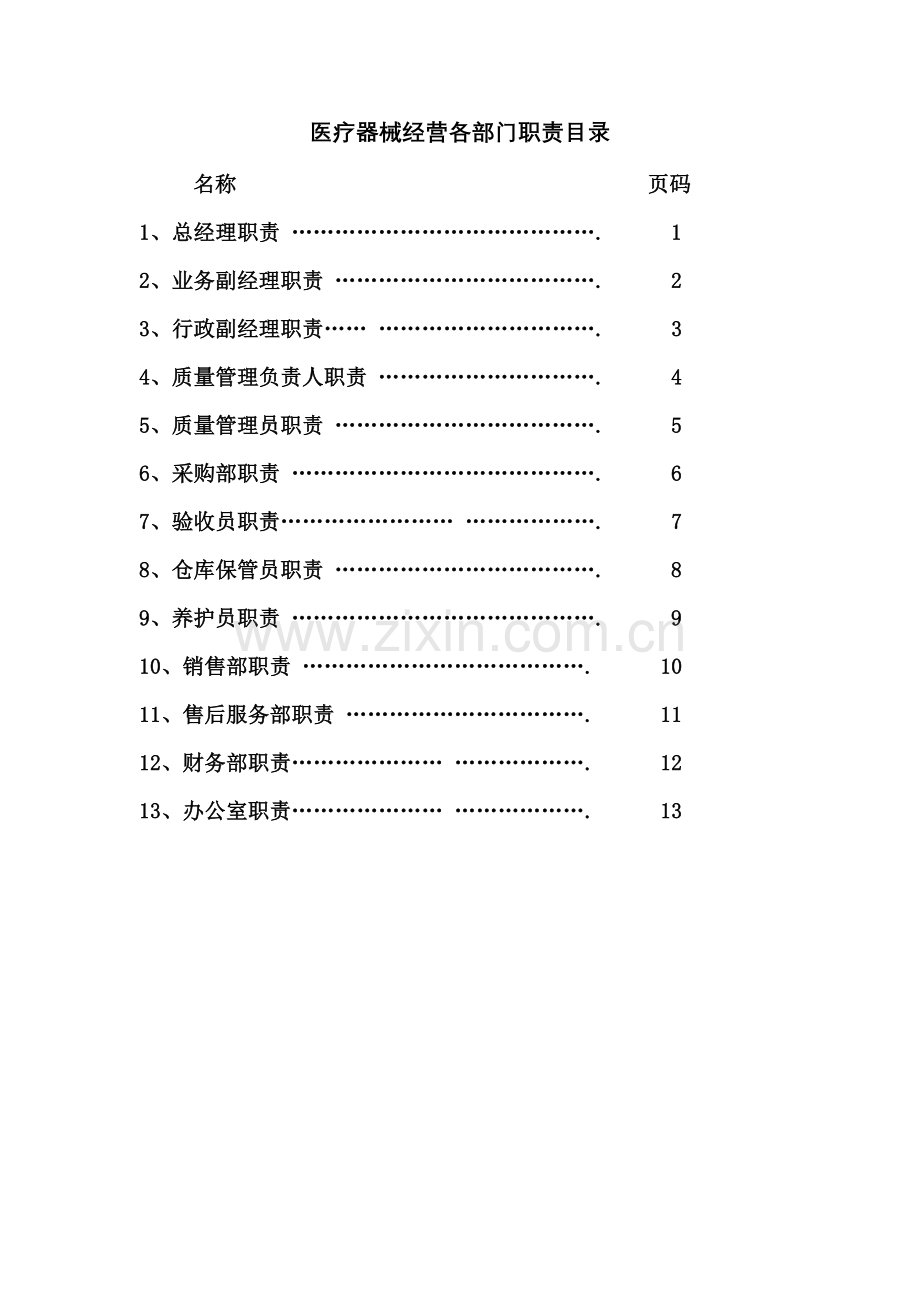 医疗器械公司各部门职责.doc_第1页