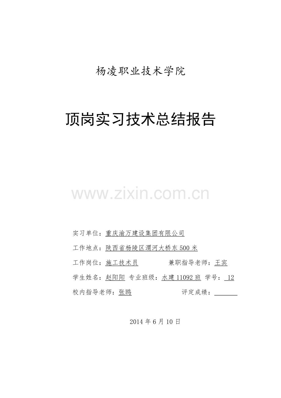 水利专业实习报告.docx_第1页