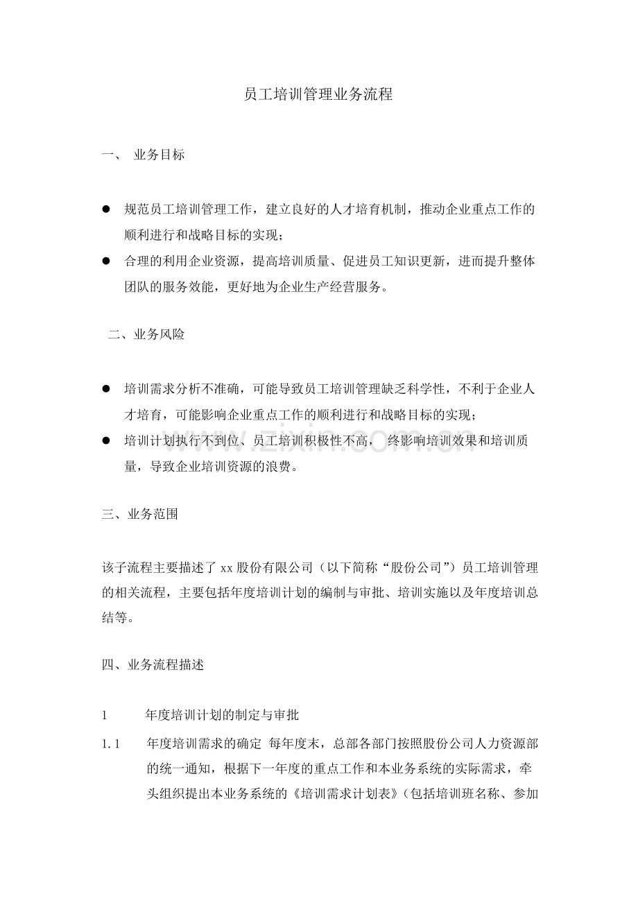 建筑公司员工培训管理业务流程-模版.docx_第1页