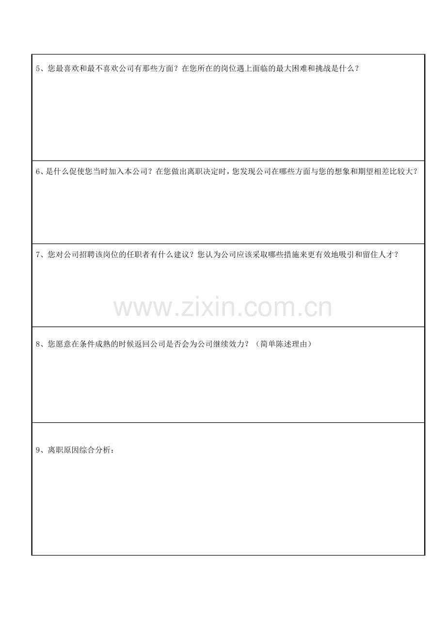 员工离职面谈记录表.doc_第2页