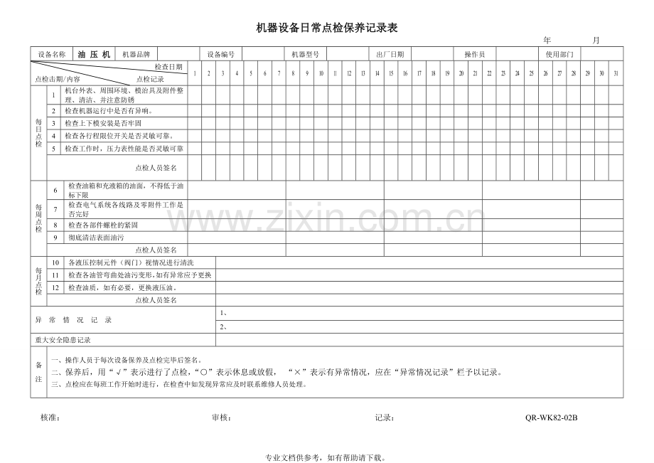 机械设备日常点检表word.doc_第2页