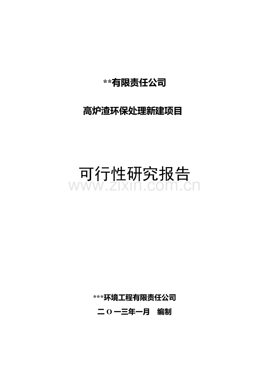 西昌高炉渣环保处理新建项目投资可行性研究论证报告.doc_第1页