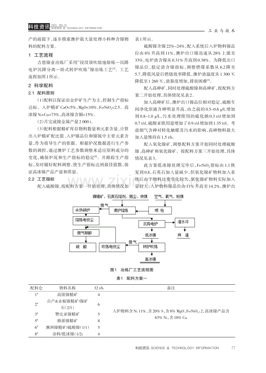 吉恩镍业冶炼厂澳炉处理小料种含镍物料对生产的影响.pdf_第2页