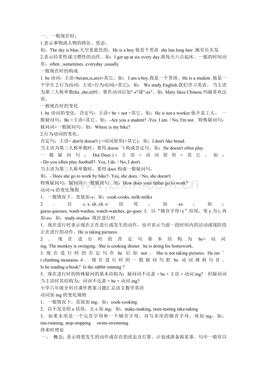 小学六年级英语语法和重点句型.doc_第1页