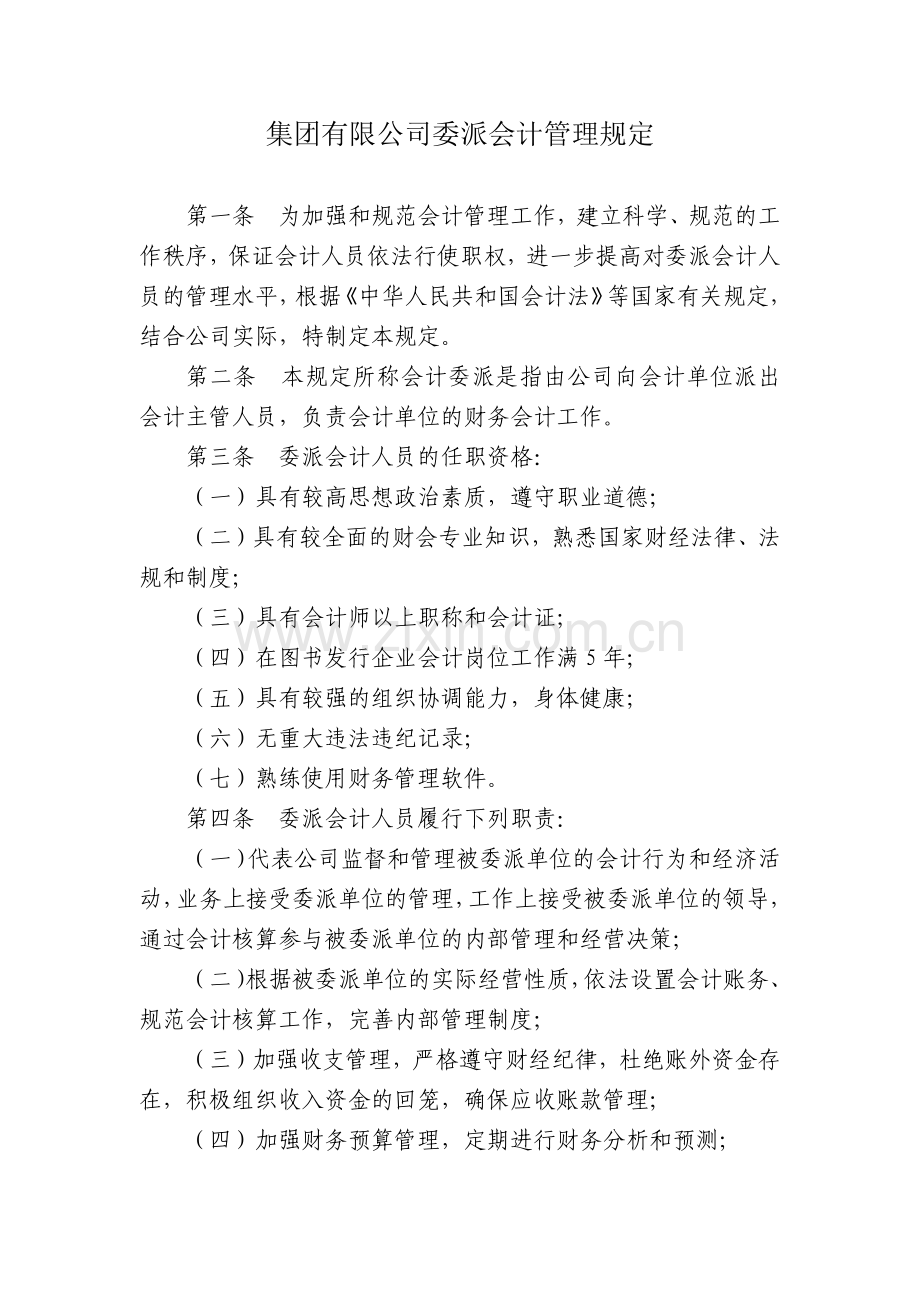 集团有限公司委派会计管理规定模版.docx_第1页