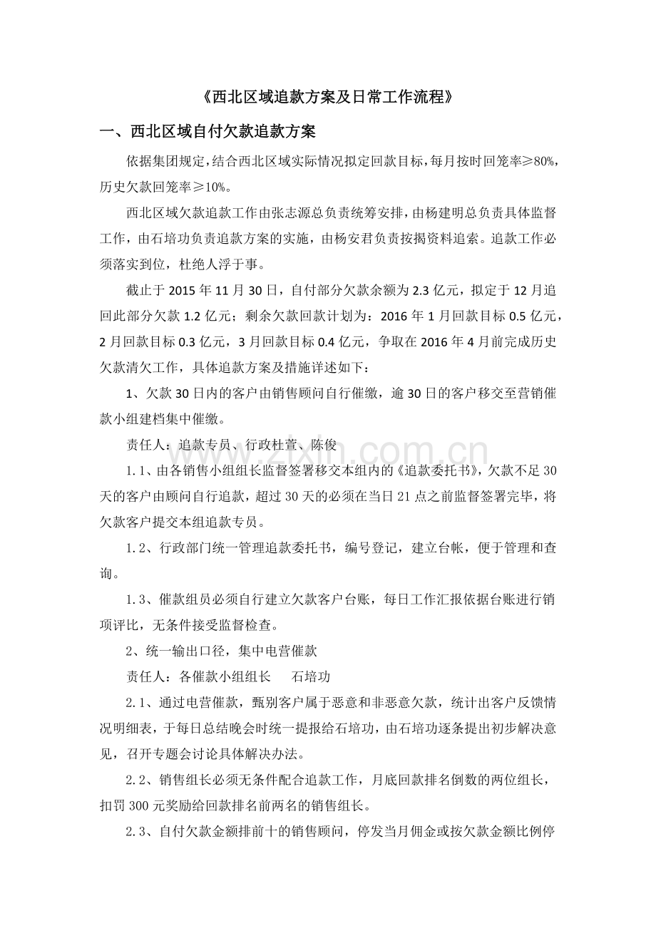 房地产区域追款方案及日常工作流程模版.docx_第1页