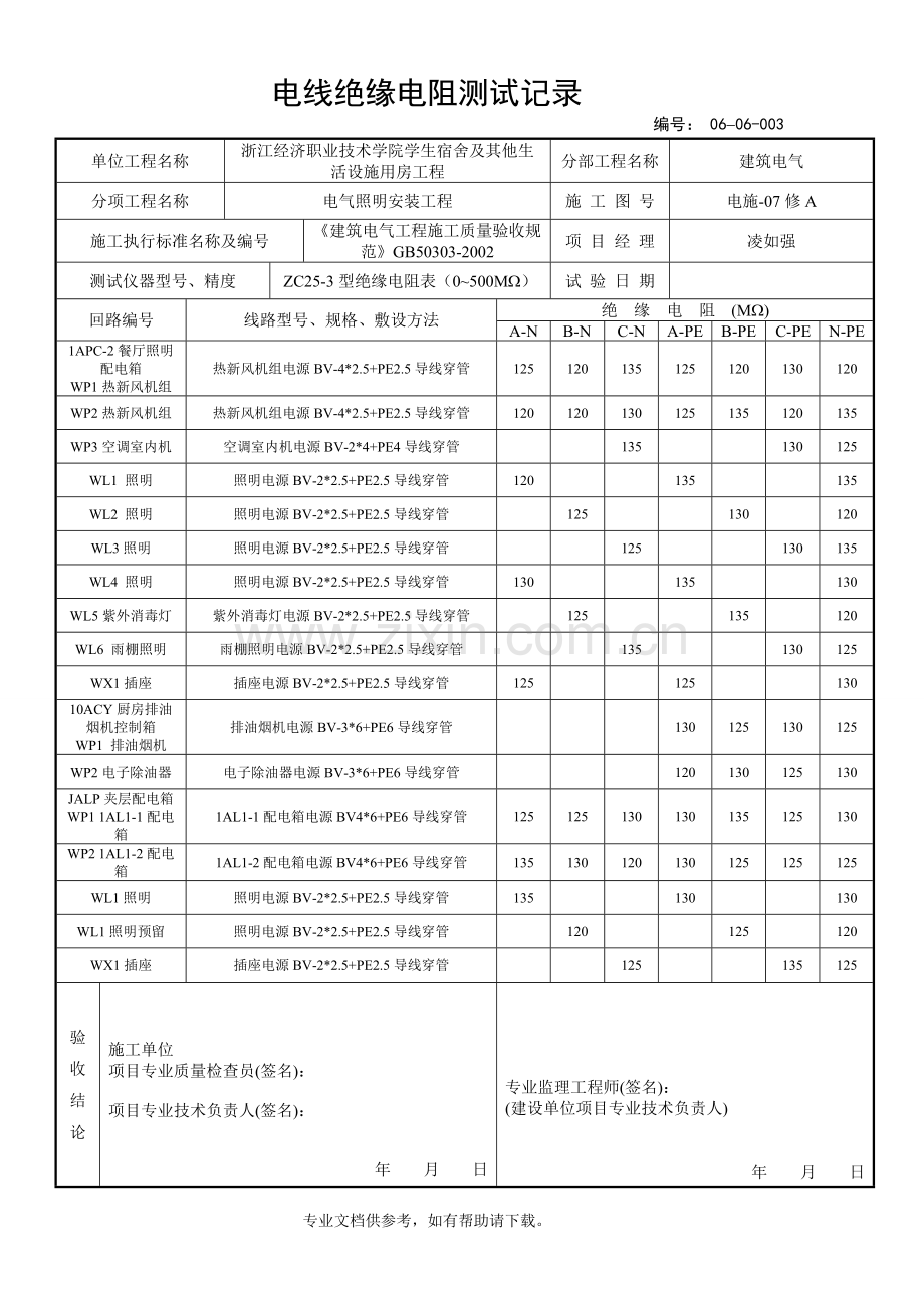 电线绝缘电阻测试记录.doc_第3页