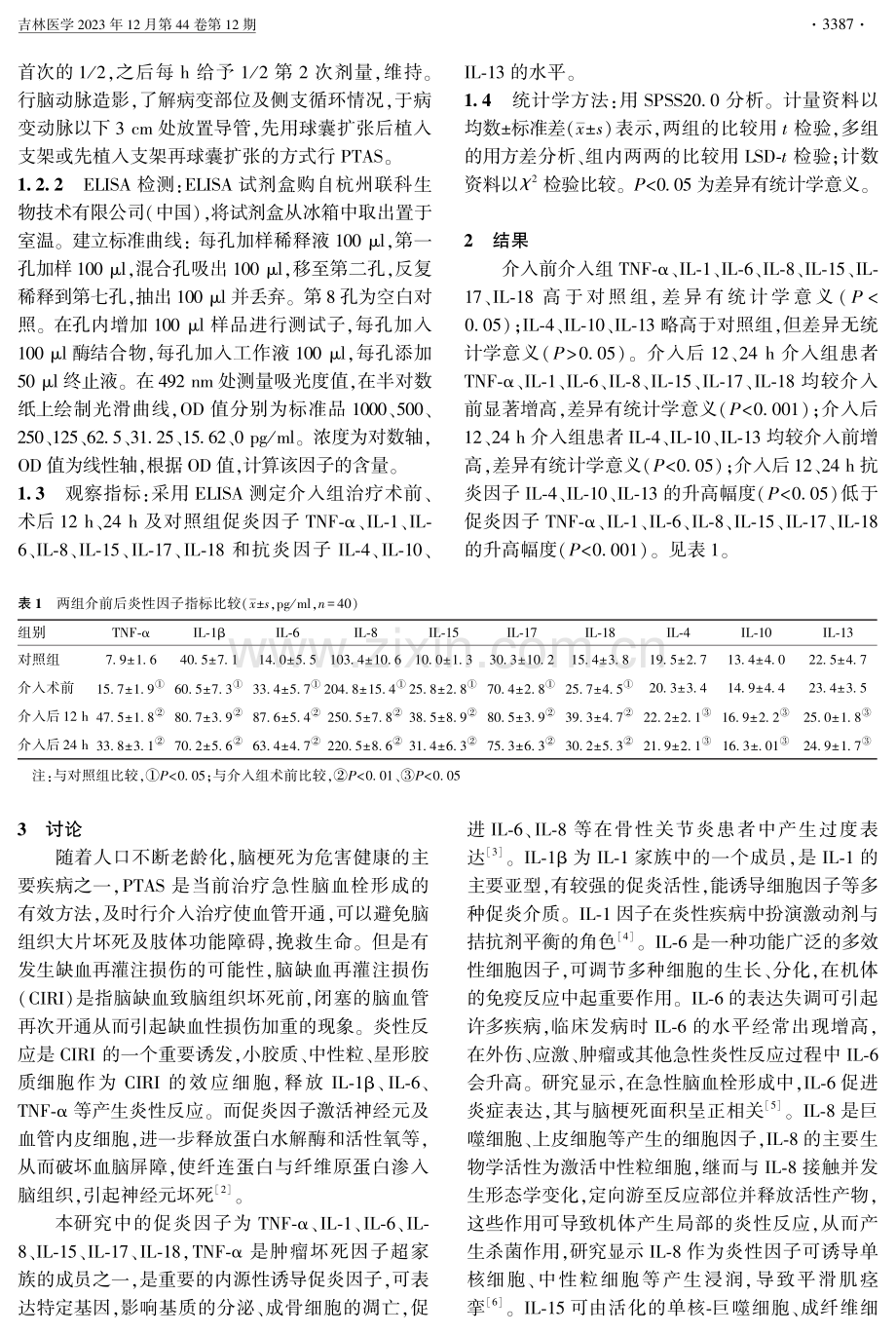 急性脑血栓形成的介入治疗对炎性因子的影响.pdf_第2页