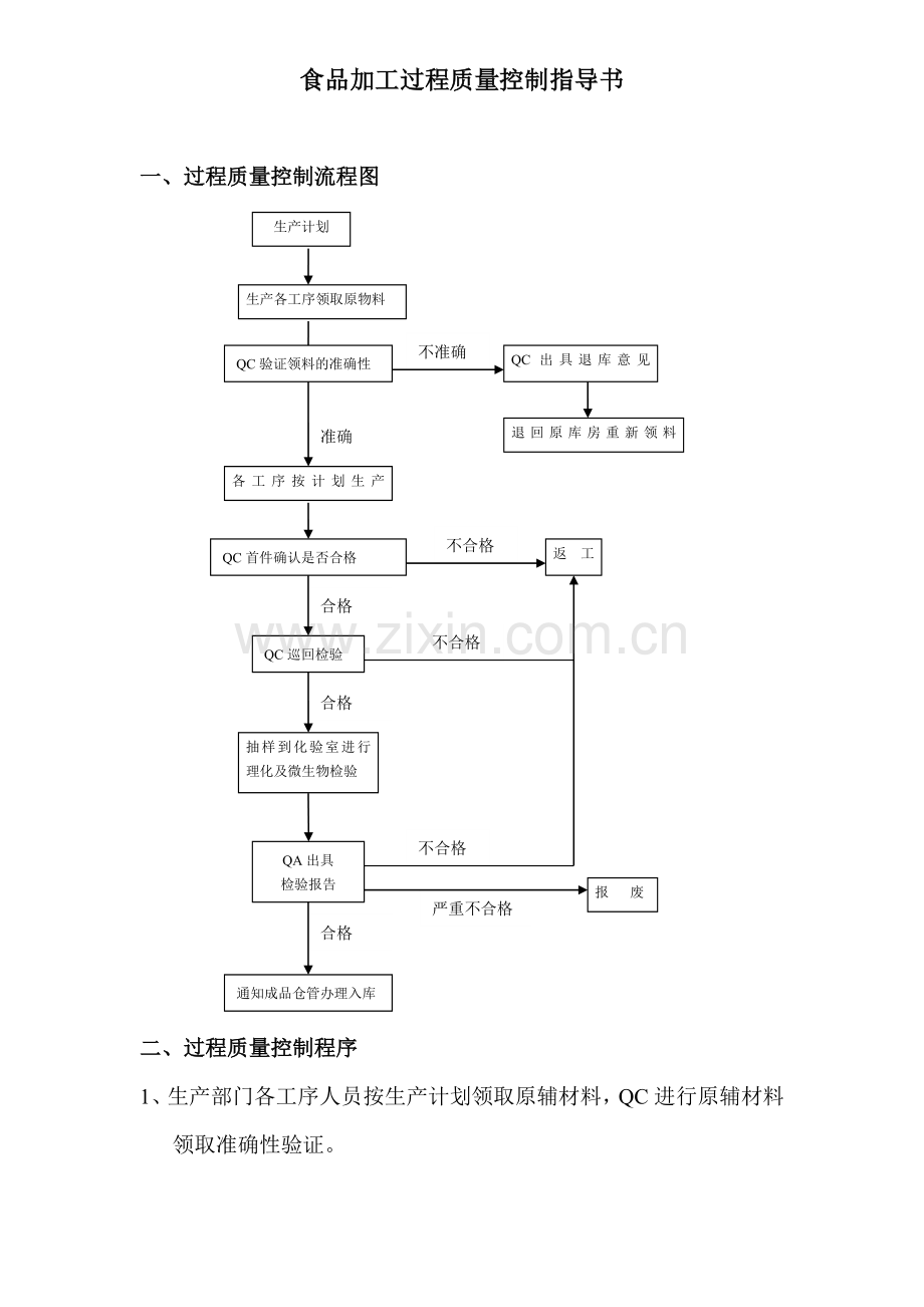 食品加工过程控制作业指导书.doc_第1页