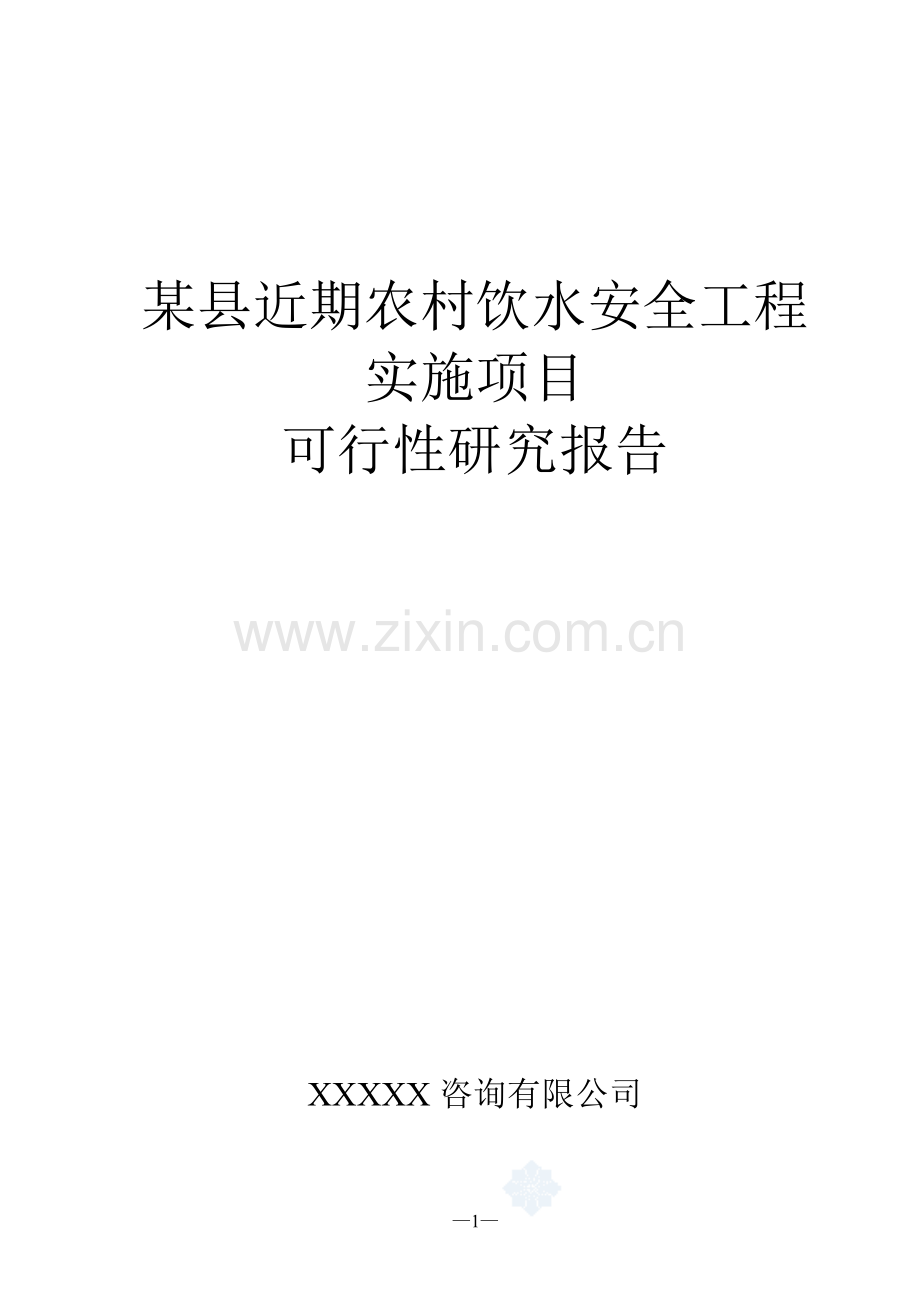 某某农村饮水安全工程项目可行性研究报告(优秀完整版带11个附图成稿).doc_第1页