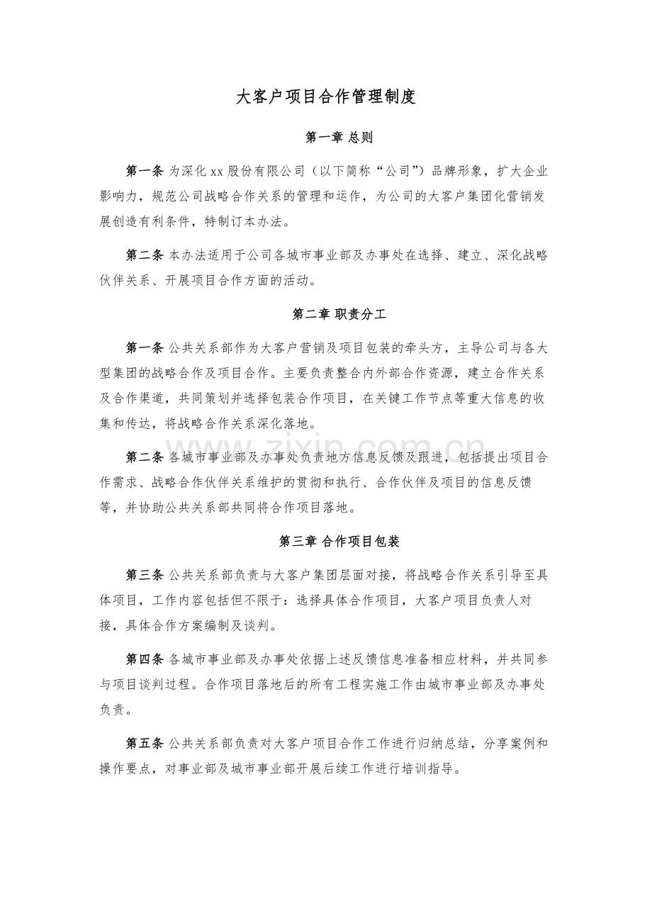 建设工程公司大客户项目合作管理制度模版.docx_第1页