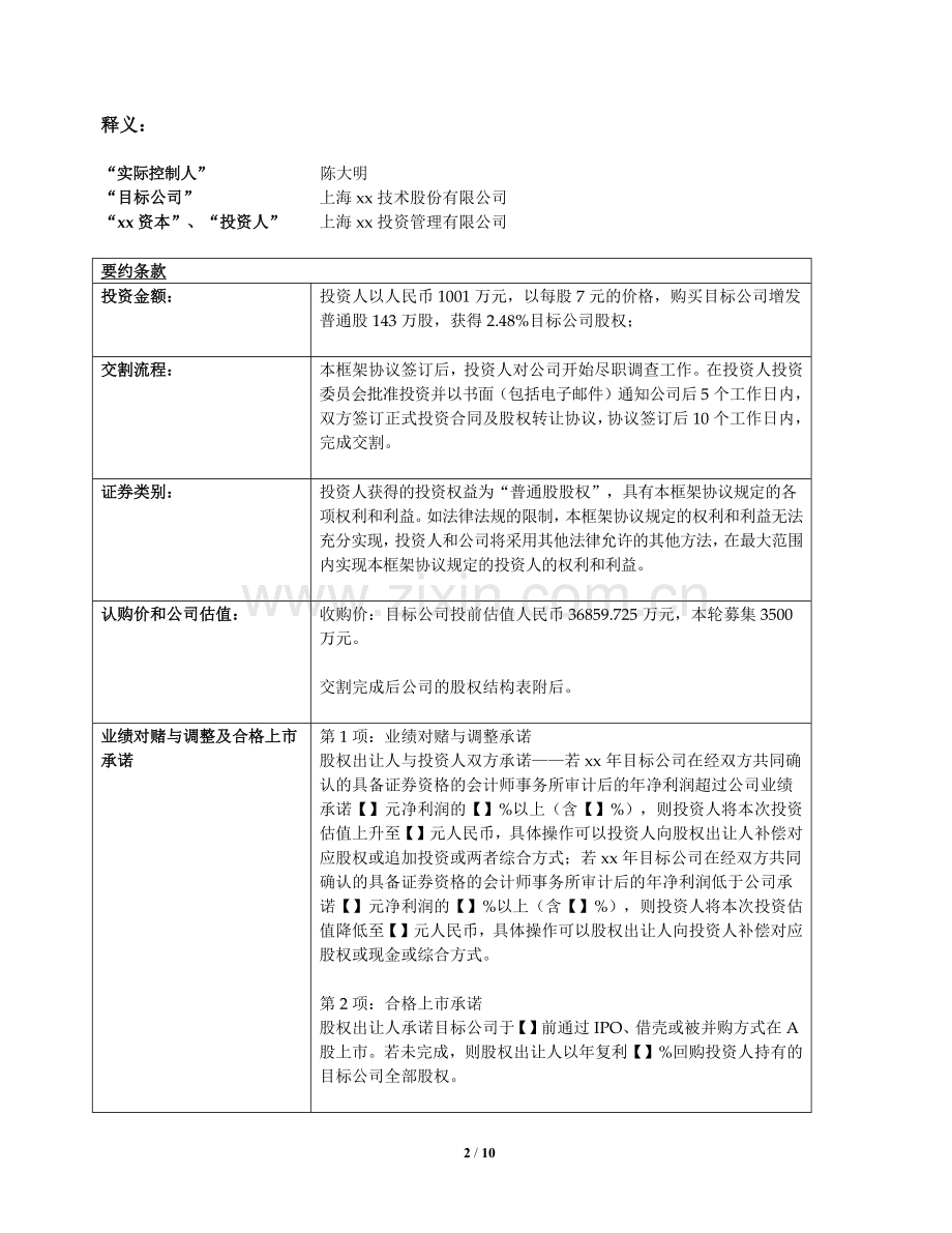 投资条款清单模版Term-Sheet.docx_第2页