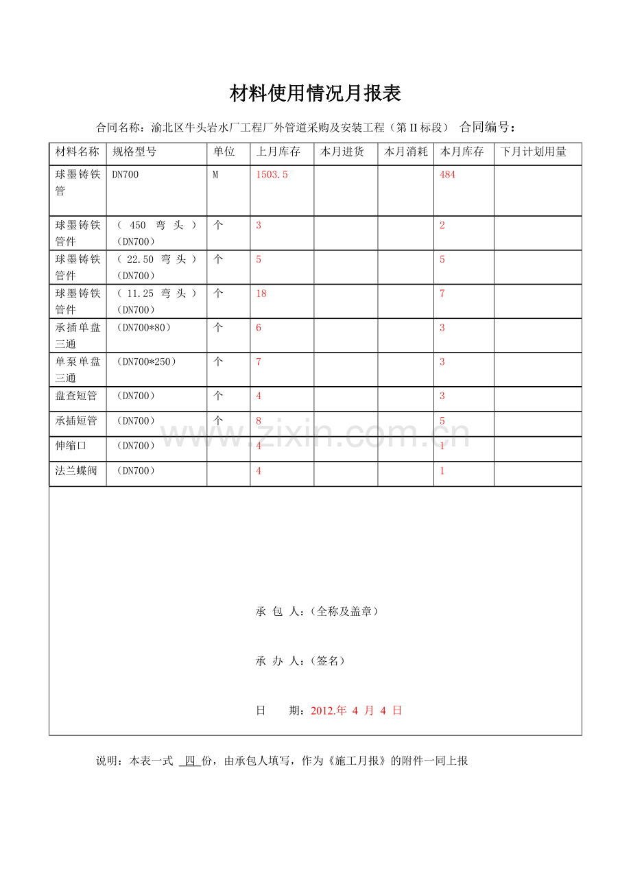 牛头岩水厂项目施工月报表共7个表.doc_第3页