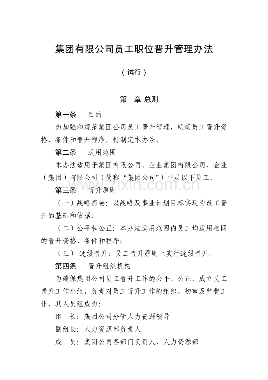 集团有限公司员工职位晋升管理办法.docx_第1页