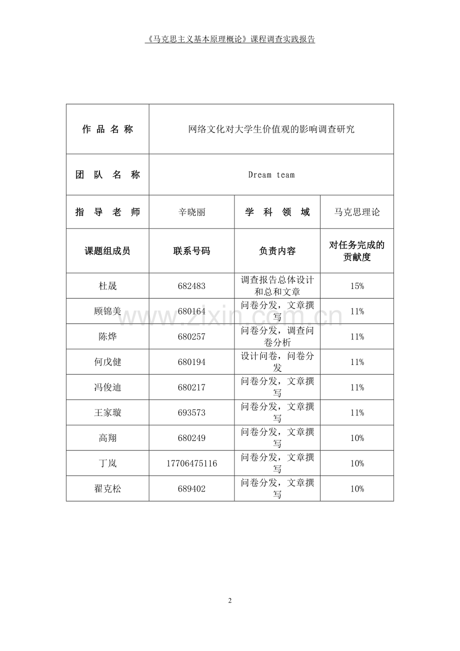 网络文化对价值观的影响调查报告马克思主义基本原理概论》课程调查实践报告-大学毕业设计.doc_第2页