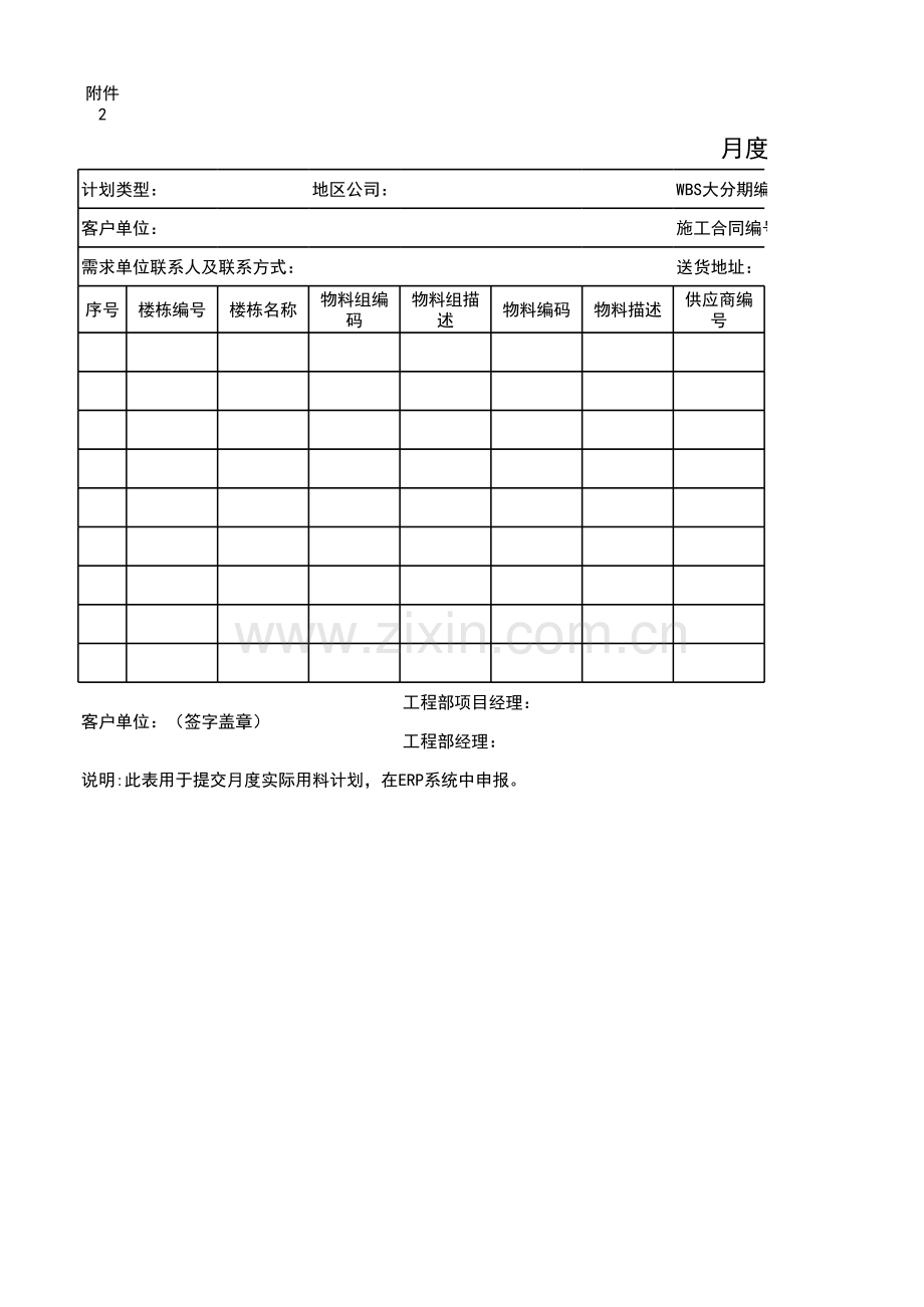 地产集团月度实际用料计划表.xlsx_第1页