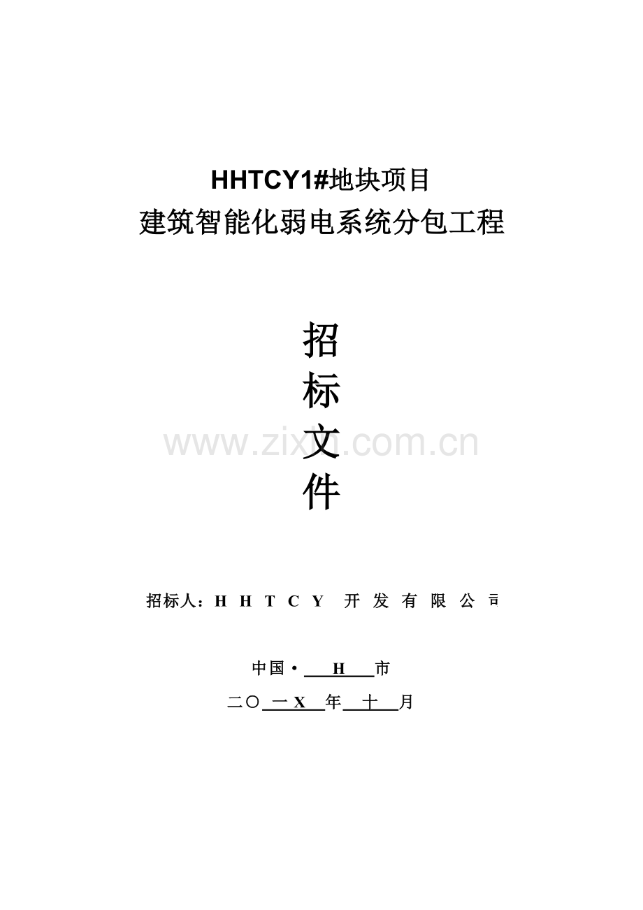 建筑智能化弱电系统分包工程招标文件及合同模版.doc_第1页