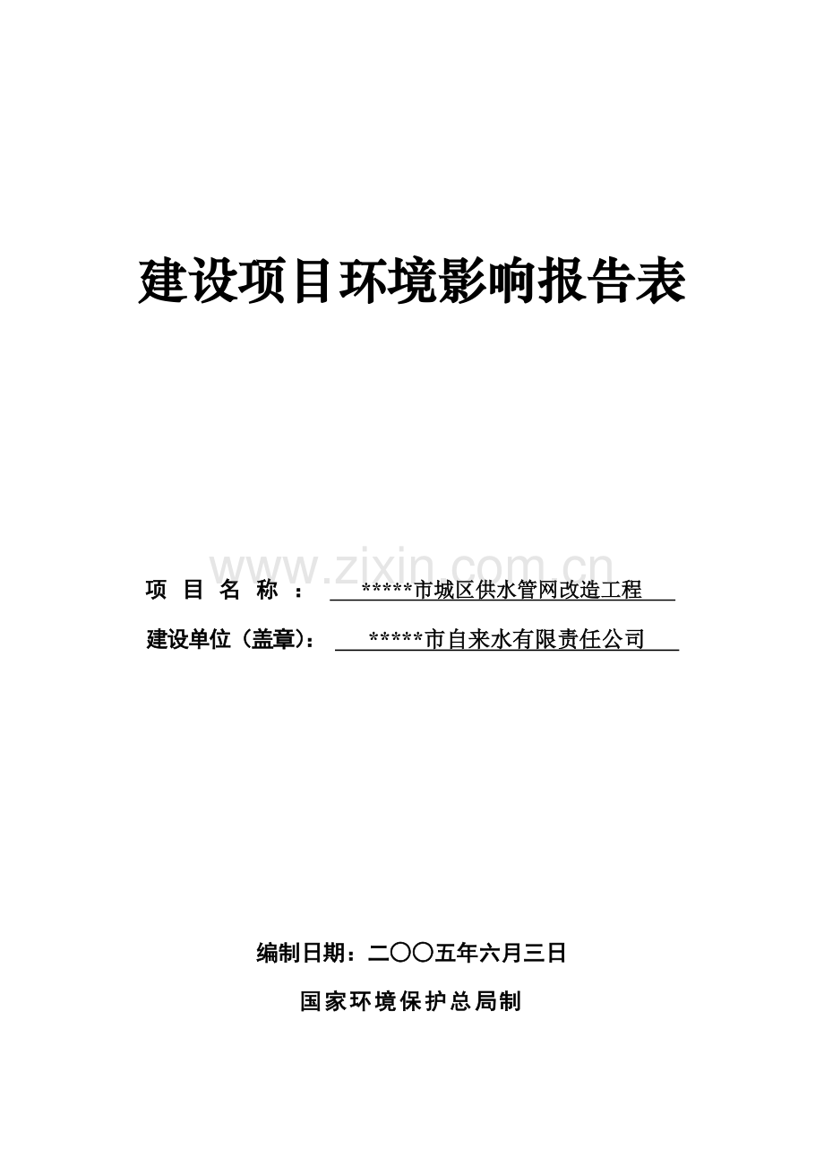 城区供水管网改造工程环境评估报告.doc_第1页