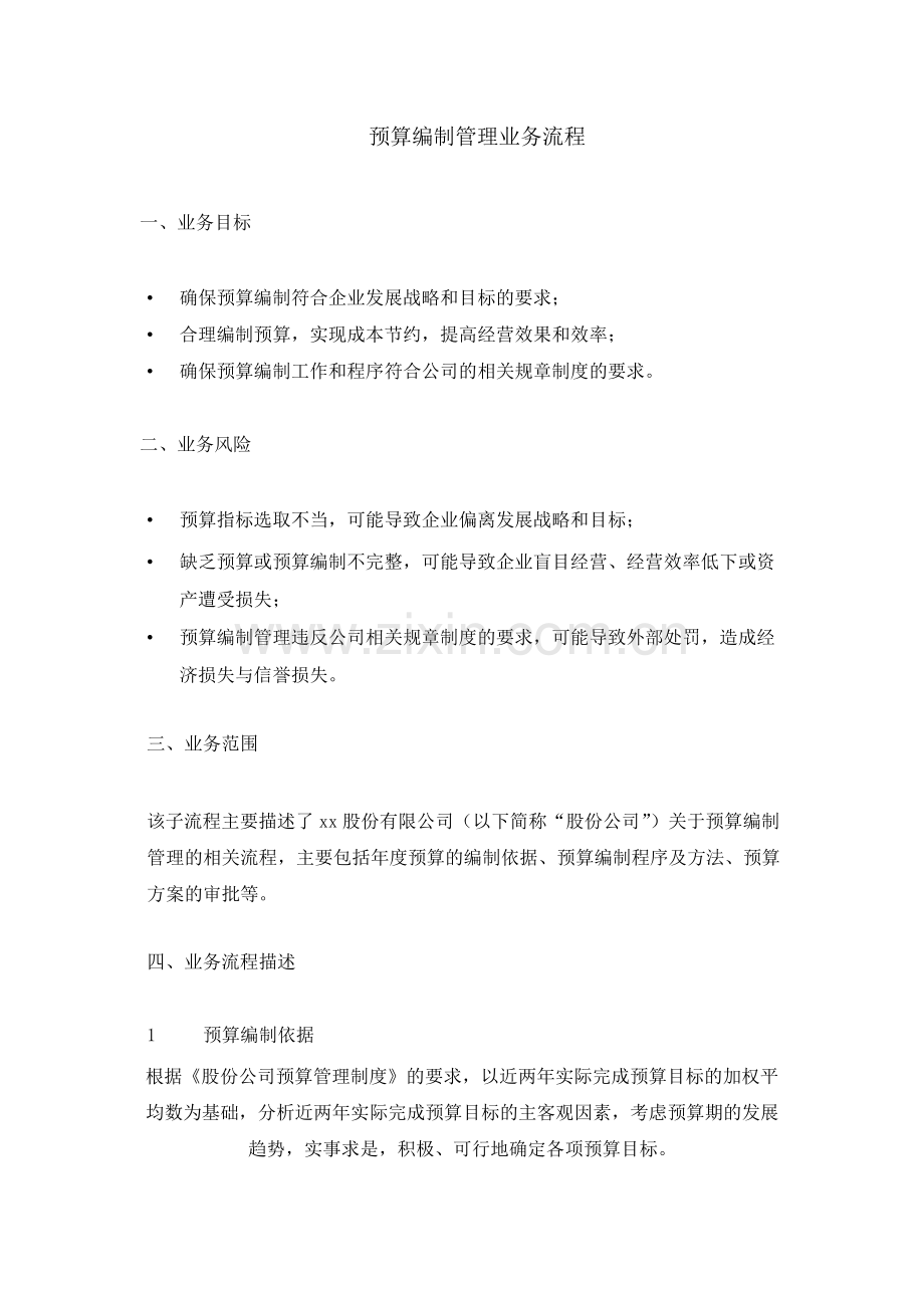 建筑公司预算编制管理业务流程-模版.docx_第1页