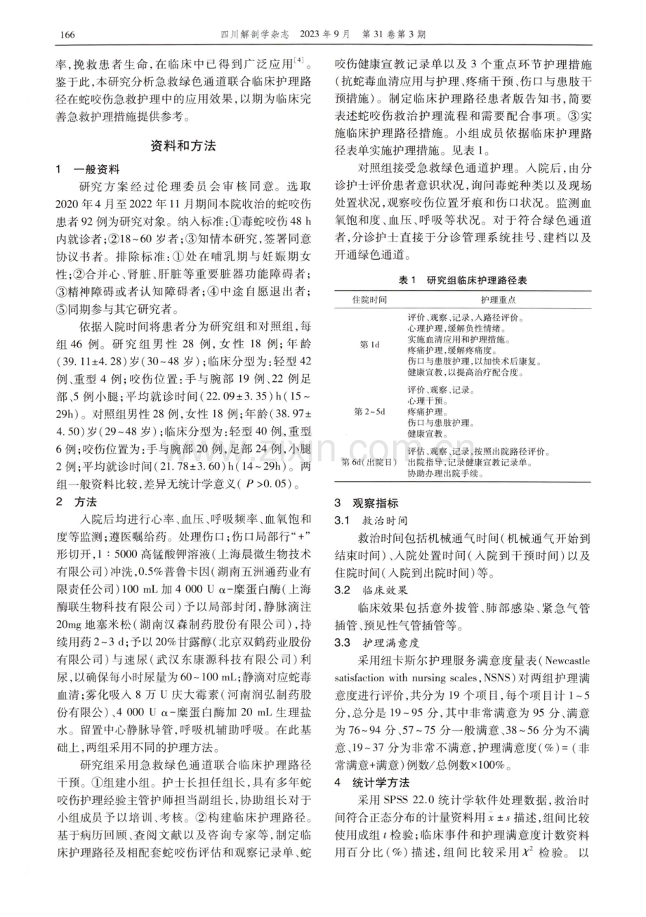 急救绿色通道联合临床护理路径对蛇咬伤急救护理的作用分析.pdf_第2页