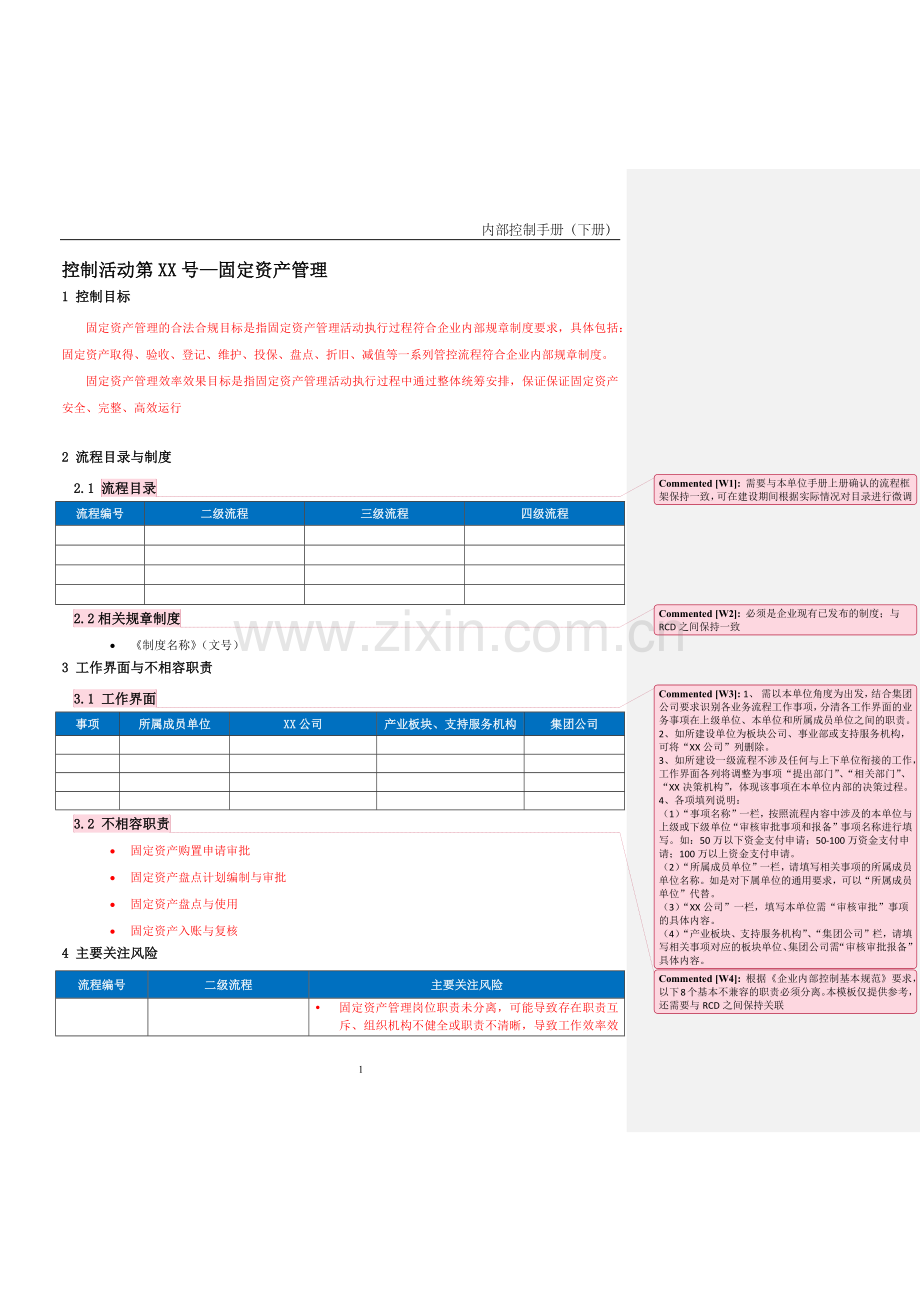 企业内控手册之固定资产管理流程-手册模板.docx_第1页