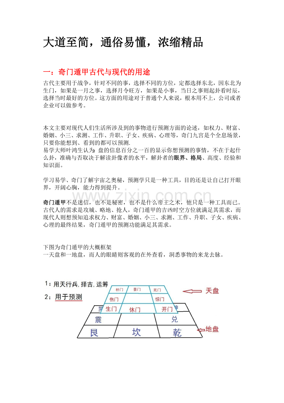 奇门遁甲快速入门精简.doc_第1页