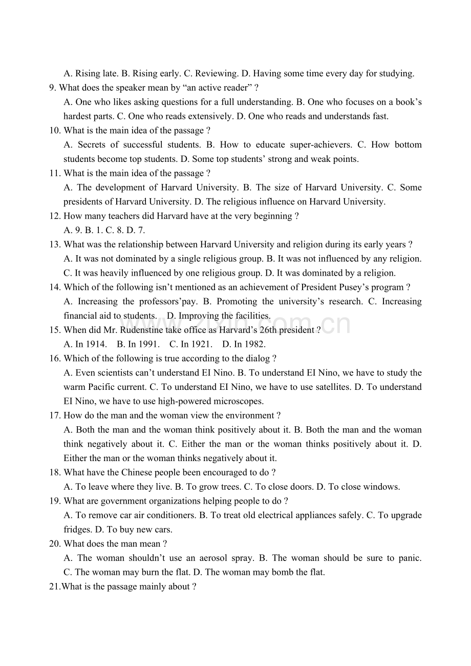 大学英语听说3期末模拟考A卷.doc_第2页