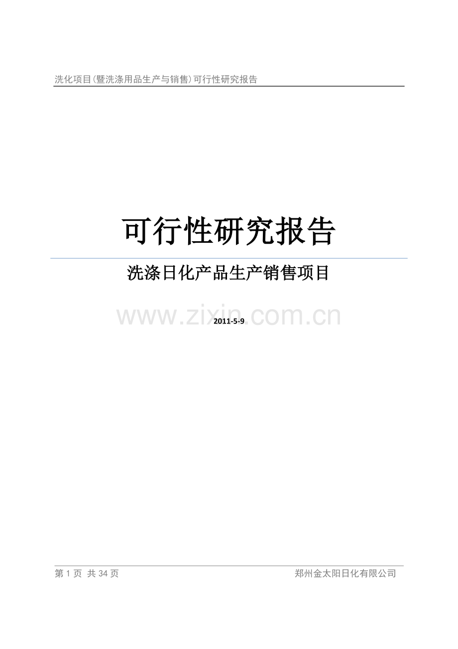 洗化项目(暨洗涤用品生产与销售)可行性研究报告书.doc_第1页