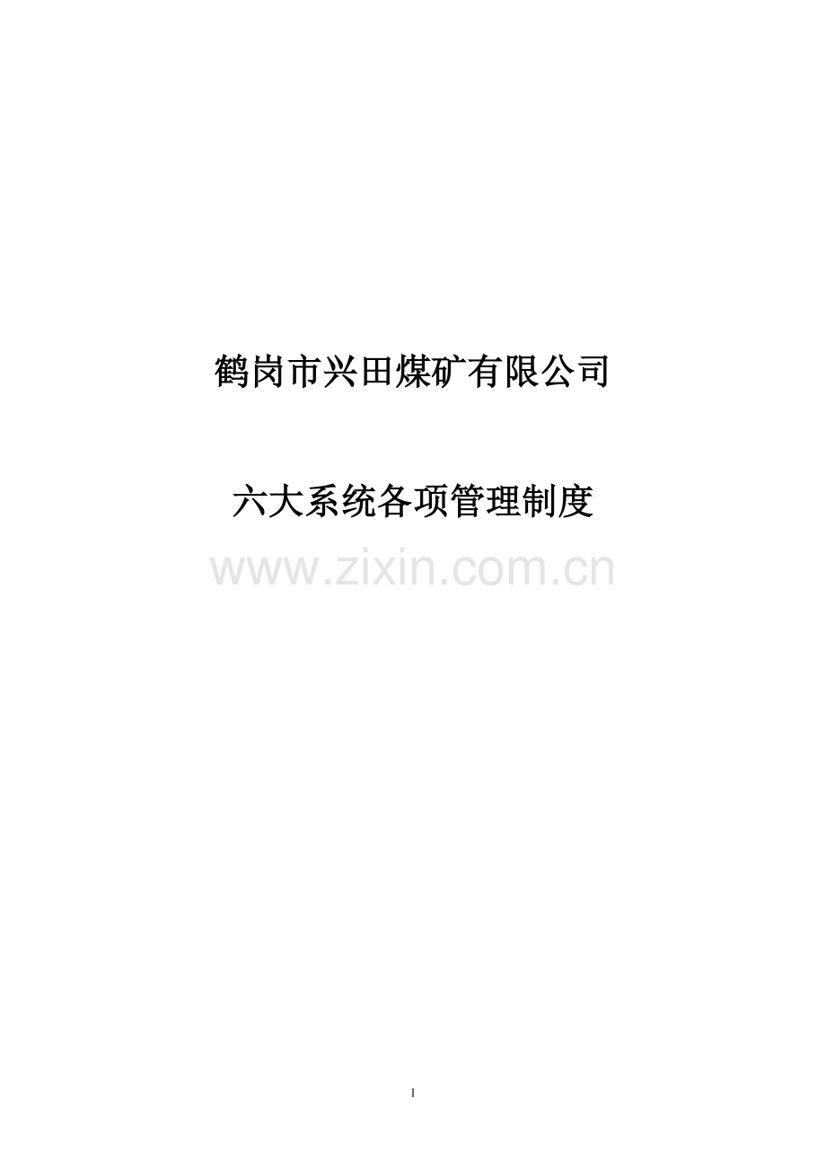 xx煤矿有限公司六大系统各项管理制度.doc_第1页