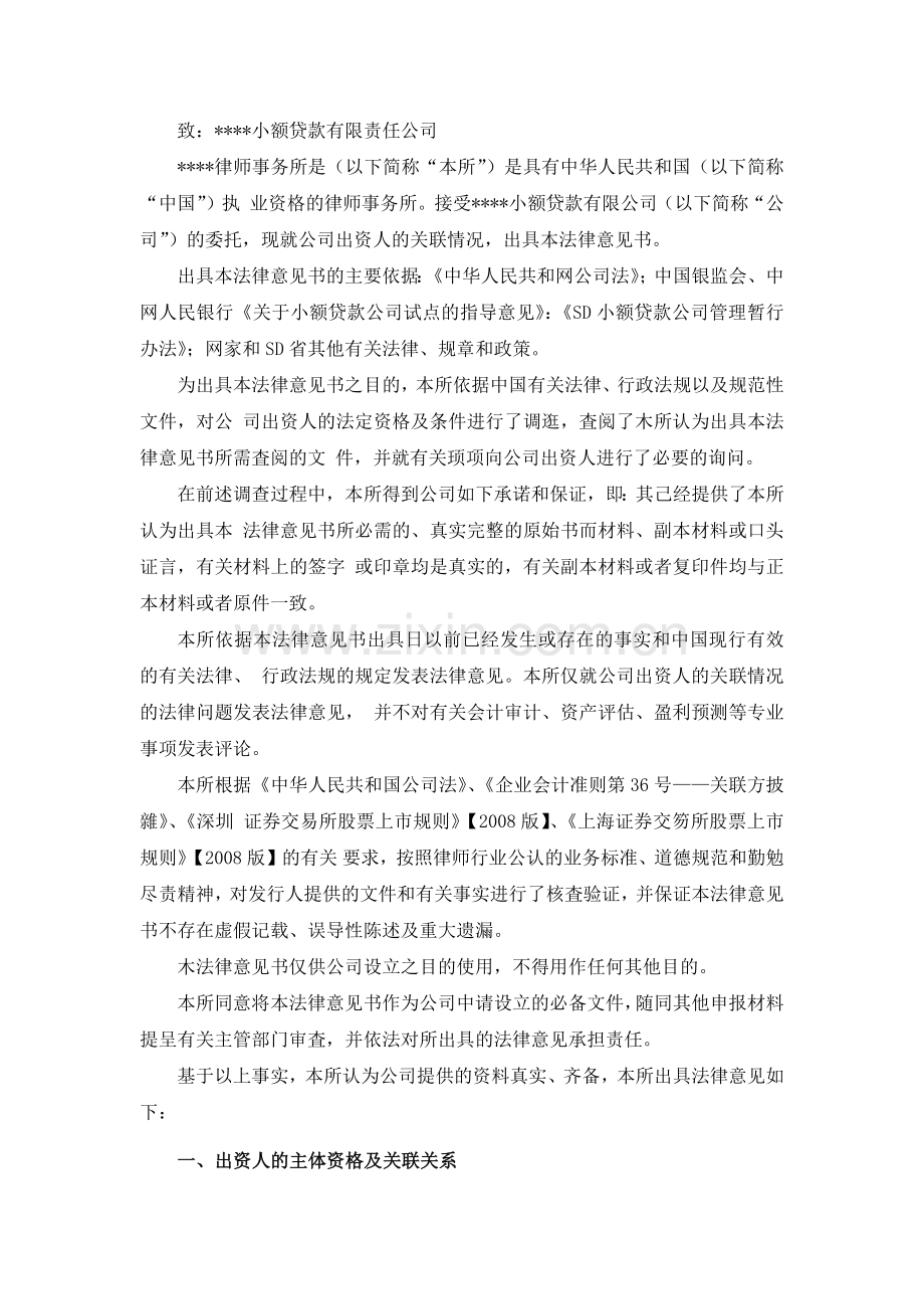 小额贷款公司出资人关联关系专项法律意见书.docx_第2页