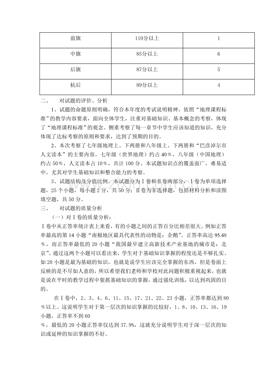 巴彦淖尔市初中达标测试地理学科质量分析.doc_第2页