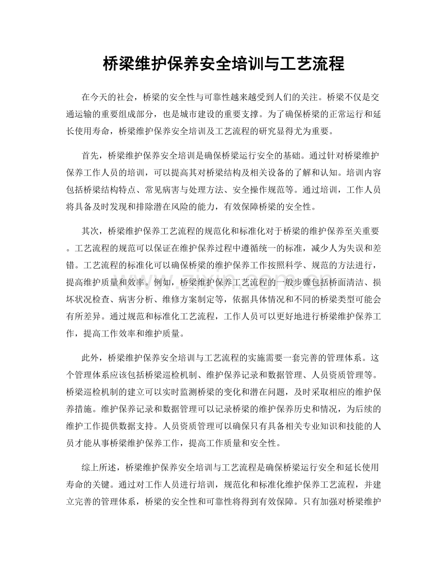 桥梁维护保养安全培训与工艺流程.docx_第1页