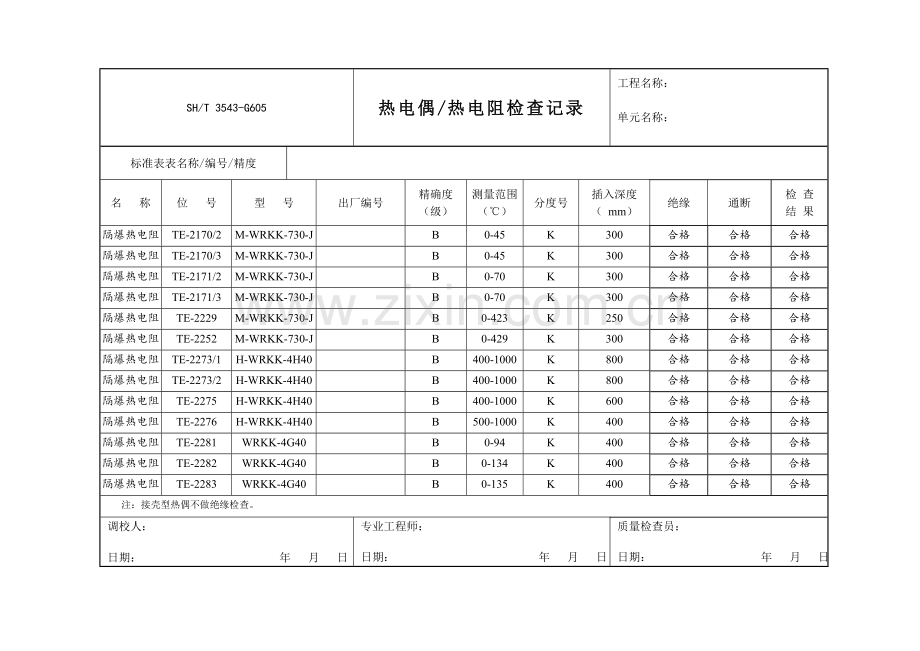 热电偶热电阻检查记录样表.doc_第2页