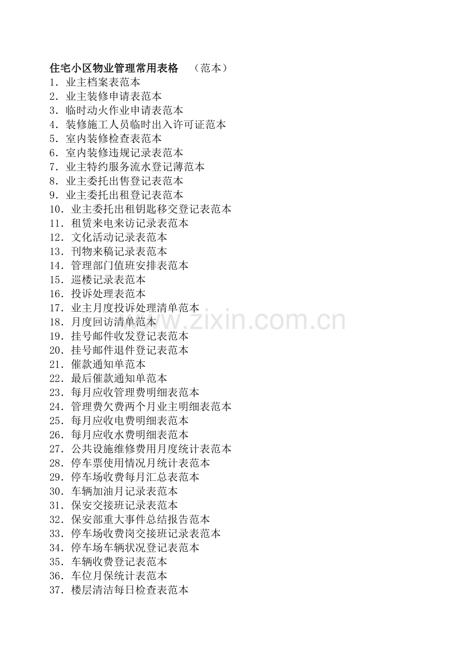 住宅小区物业管理常用表格.doc_第1页