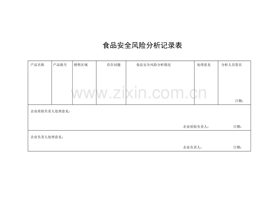 食品生产许可证记录表格.doc_第1页