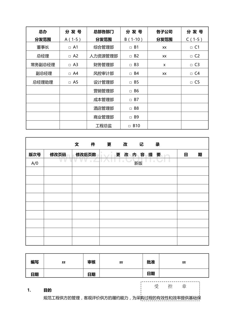 房地产项目工程供方资格管理作业指导书.doc_第1页