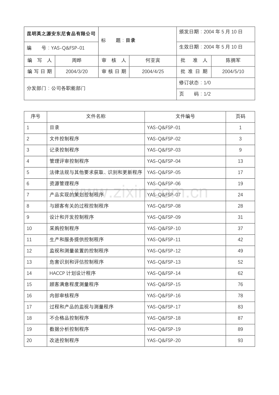 食品安全程序文件.doc_第1页