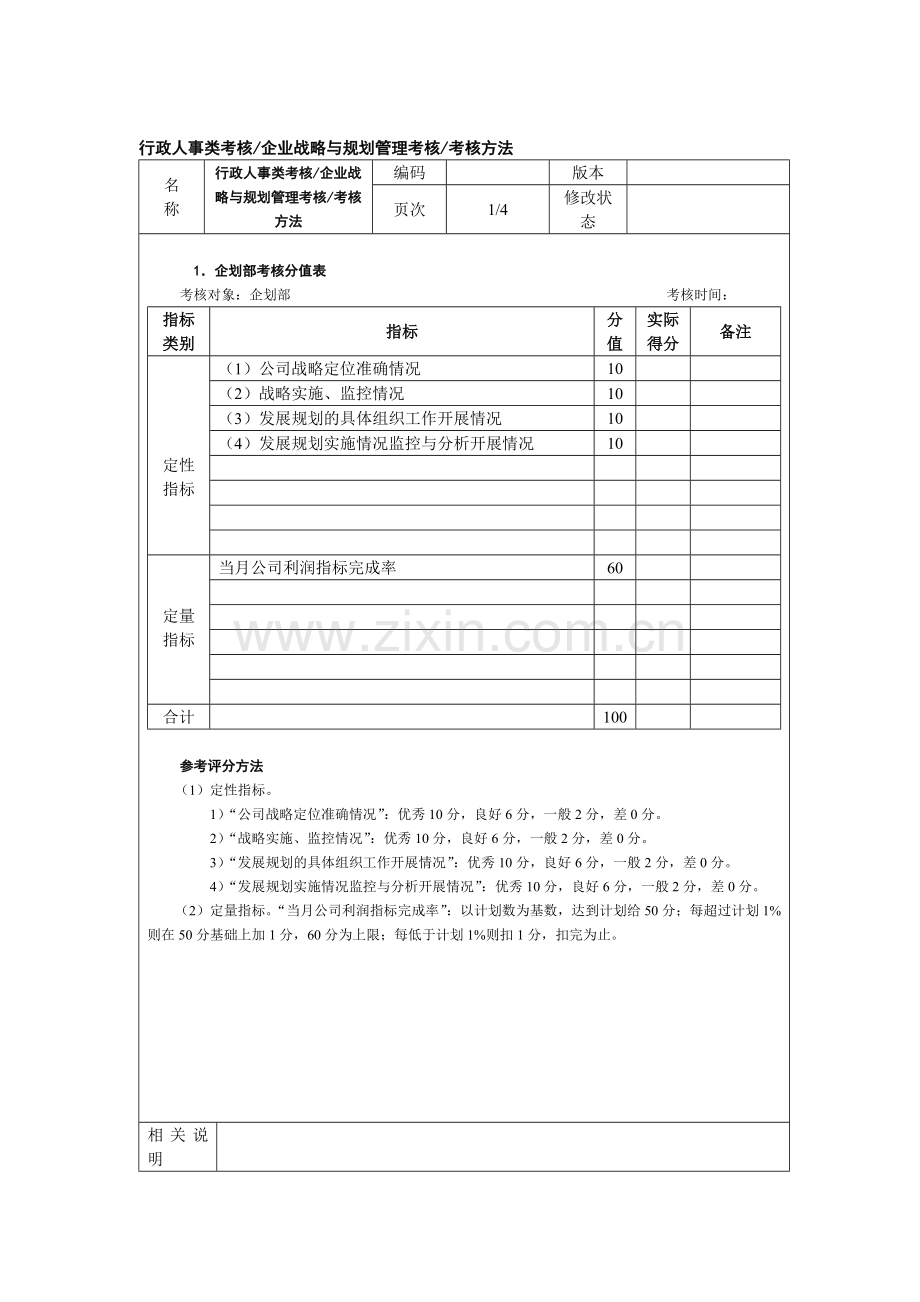 行政人事类考核——企业战略与规划管理考核.doc_第1页