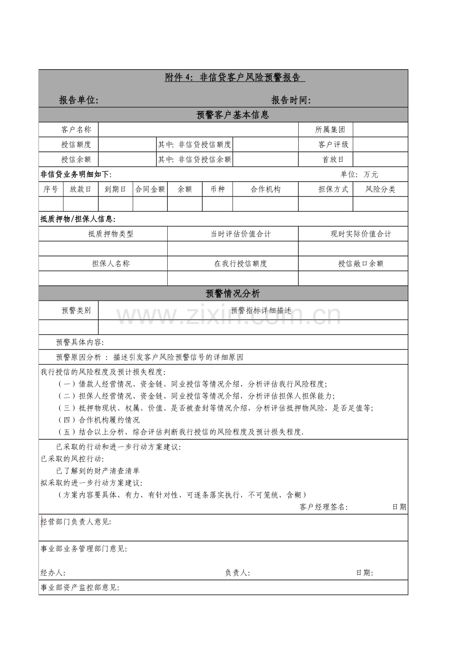 银行现代物流金融事业部非信贷客户风险预警报告.docx_第1页