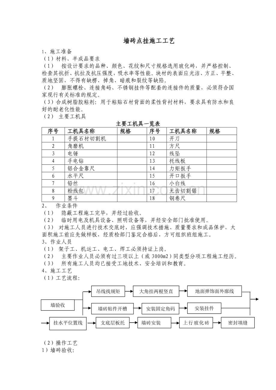 室内干挂墙砖施工工艺2.doc_第1页