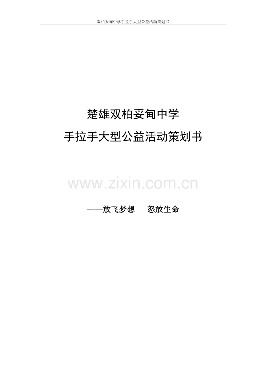 毕业设计-双柏妥甸中学手拉手大型公益活动谋划书.doc_第1页