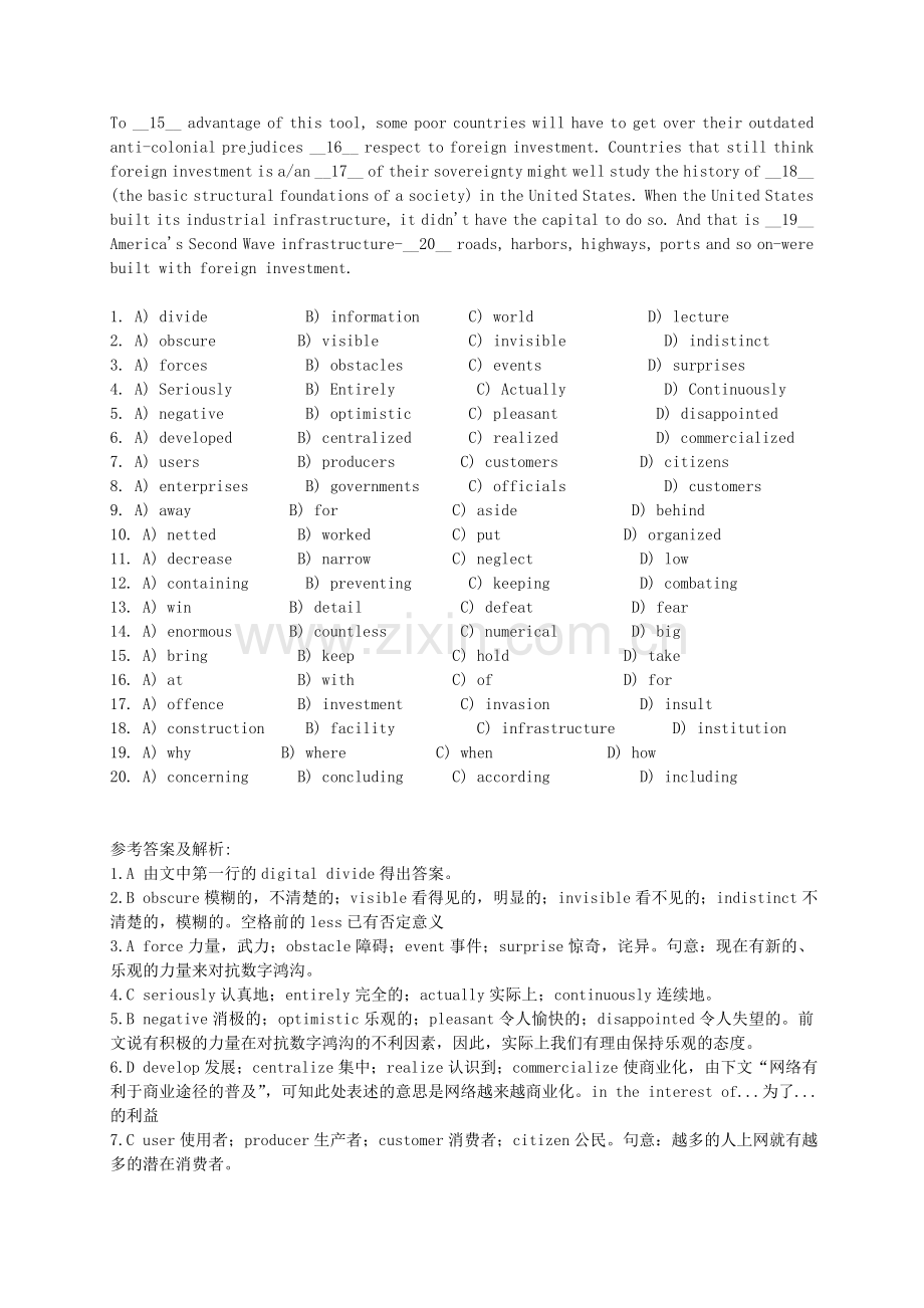 大学英语六级完形填空练习与答案.doc_第3页