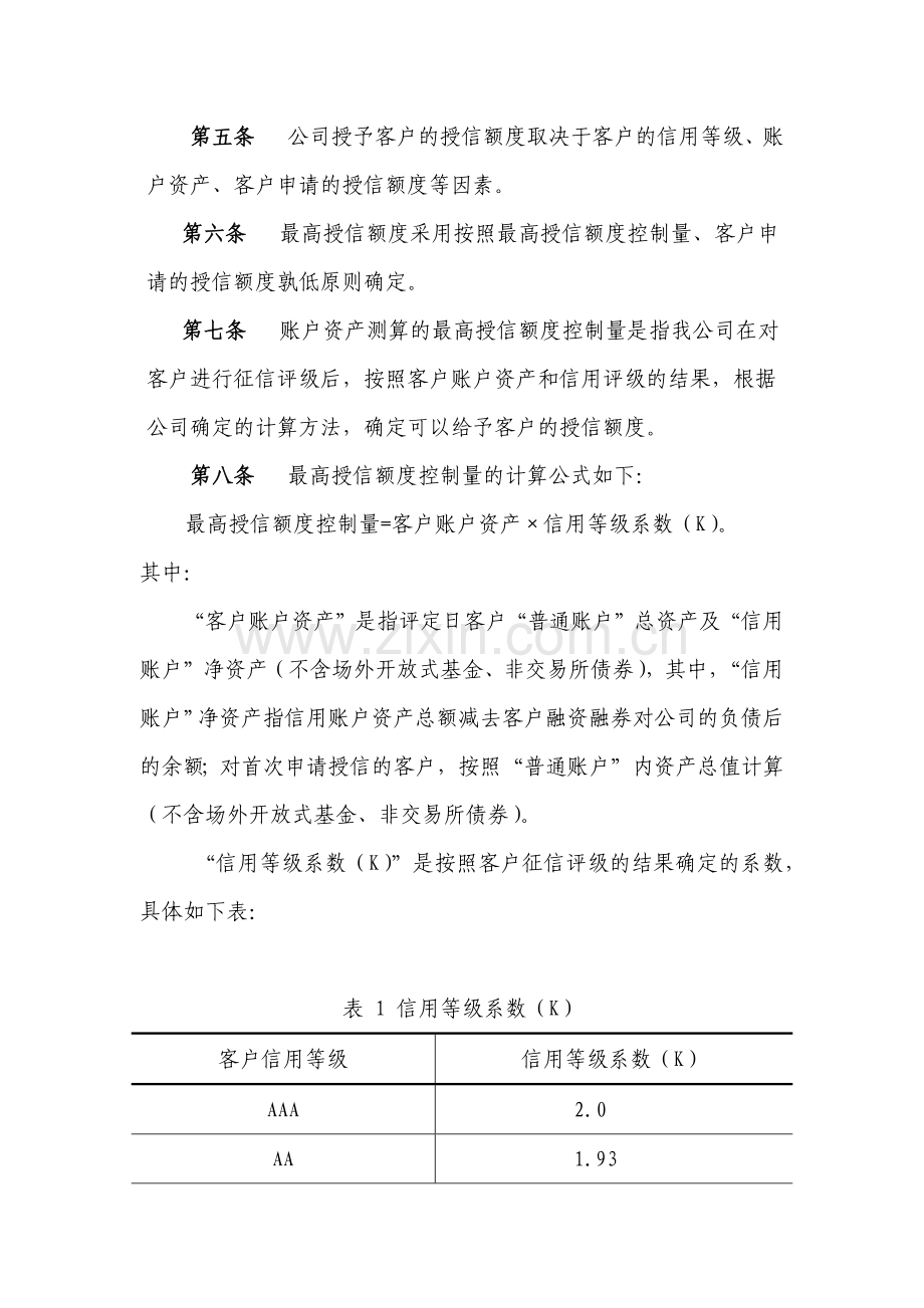 证券股份有限公司融资融券业务授信管理办法模版.docx_第2页