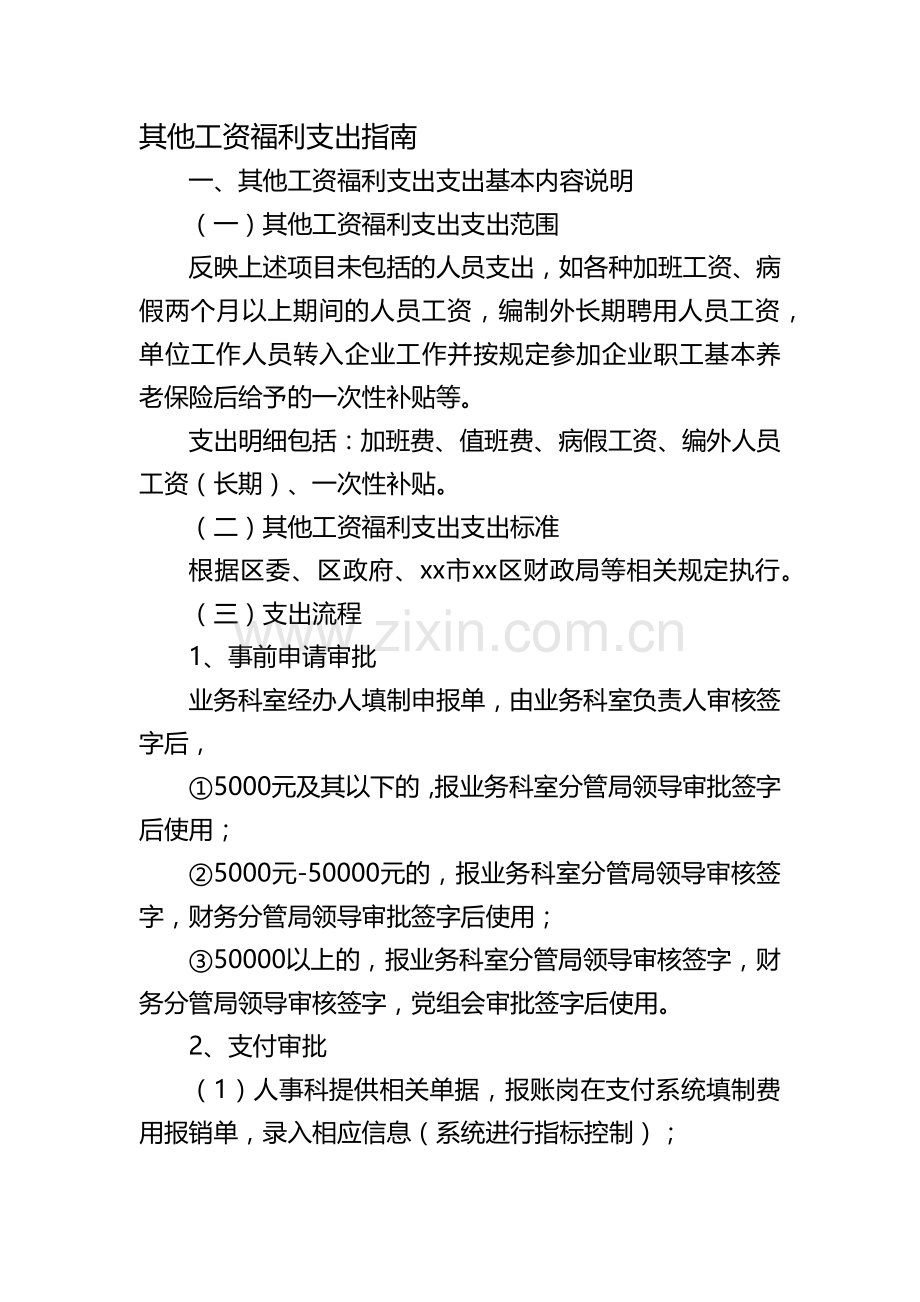 机关单位其他工资福利支出指南模版.docx_第1页