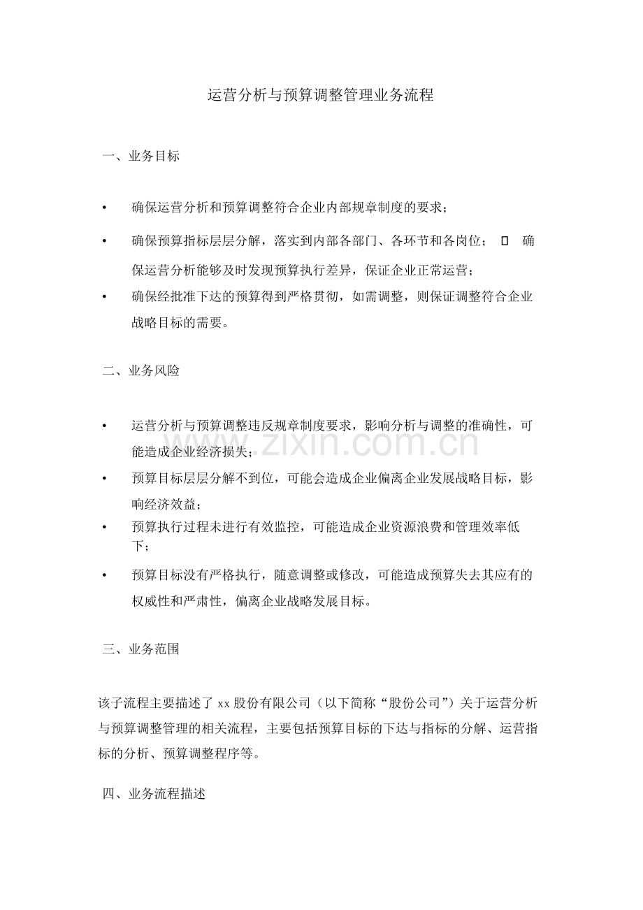 建筑公司运营分析与预算调整管理业务流程-模版.docx_第1页