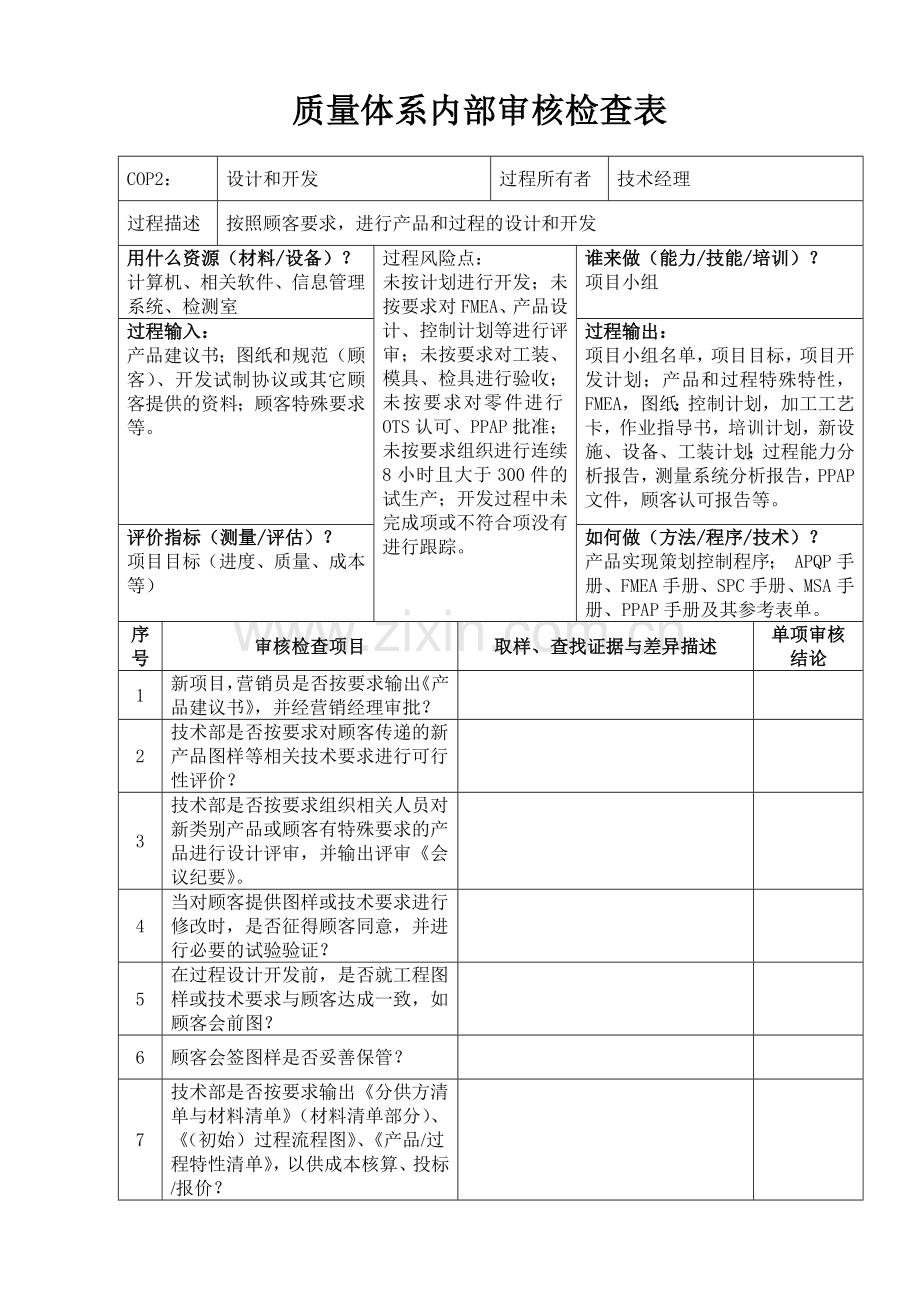 质量体系内部审核检查表.docx_第2页