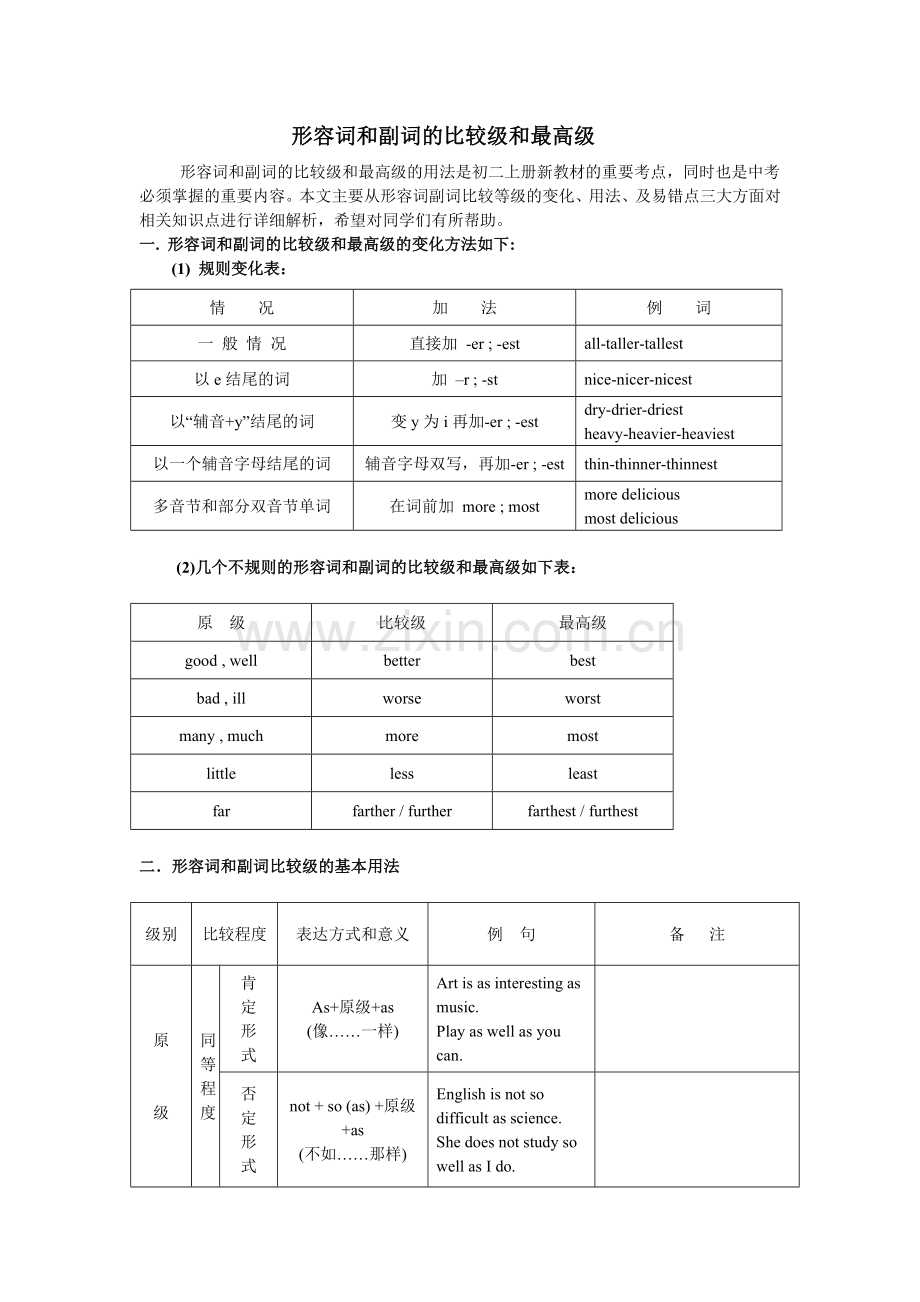 形容词和副词的比较级和最高级全面解析.doc_第1页