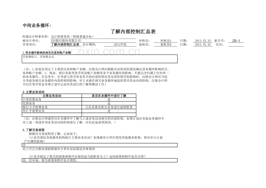 银行财务审计工作底稿之-中间业务循环.xls_第2页