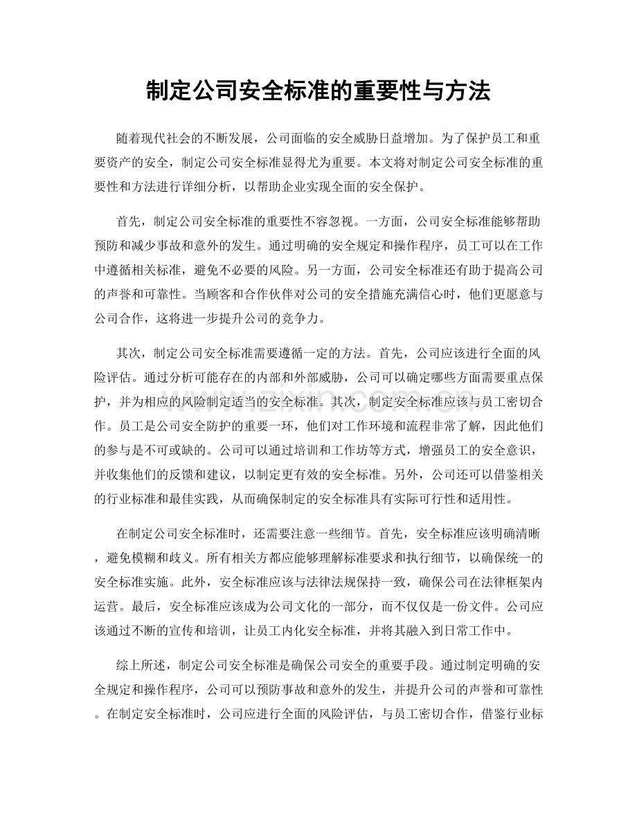 制定公司安全标准的重要性与方法.docx_第1页