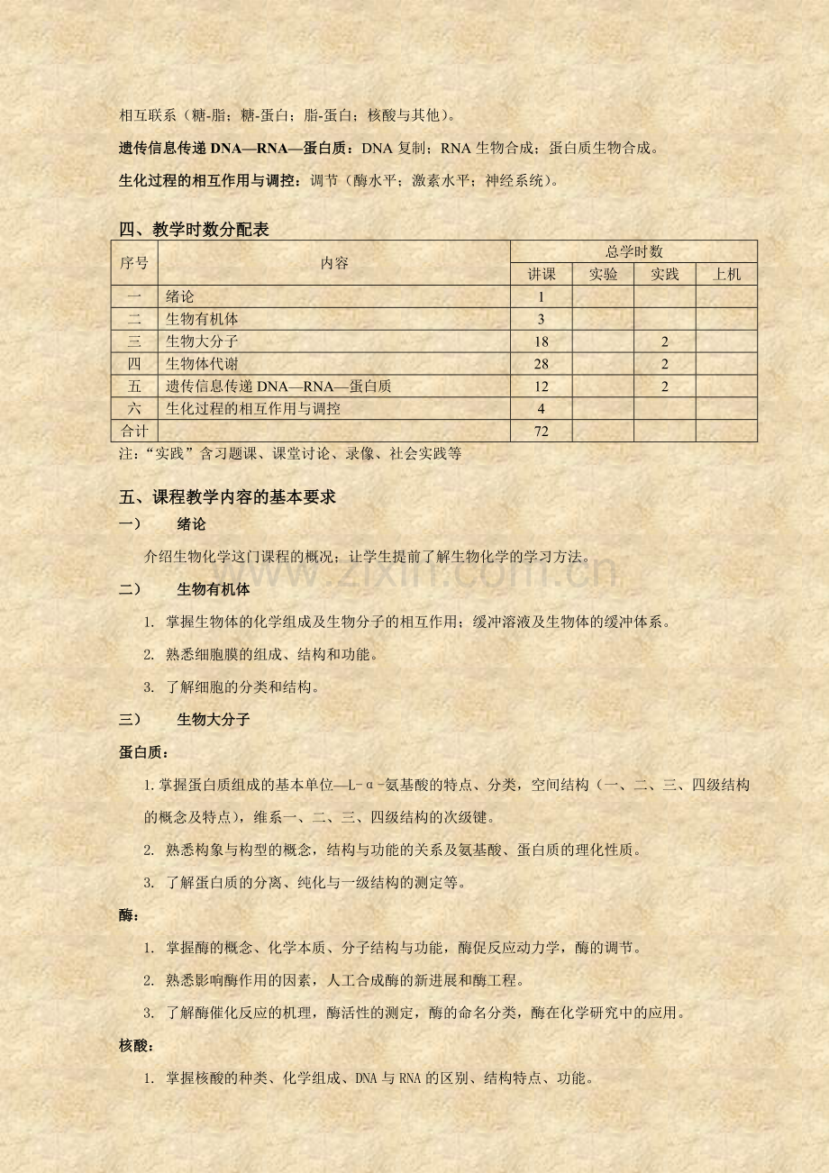 大连海事大学生物化学课程教学大纲.doc_第2页